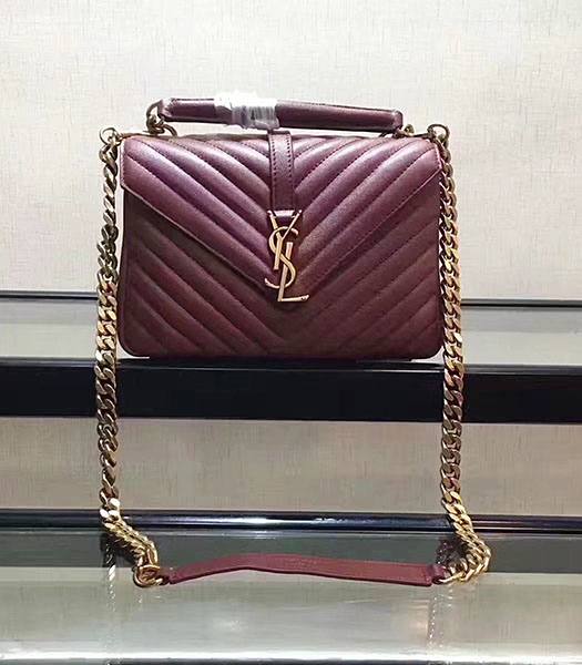 YSL Jujube Matelasse Origianl Leather Golden Chains 24cm Top Handle Bag
