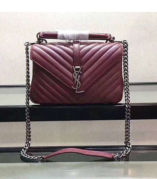 YSL Jujube Matelasse Origianl Leather Silver Chains 24cm Top Handle Bag