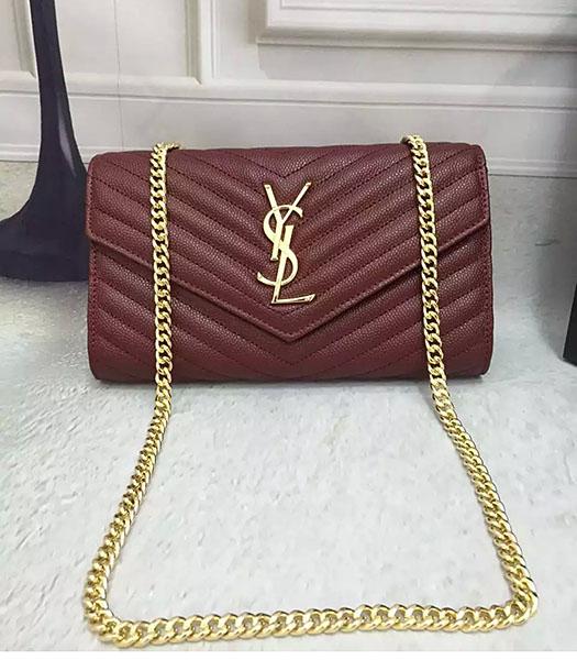YSL Jujube Red Original Calfskin Leather 23cm Shoulder Bag Golden Chain