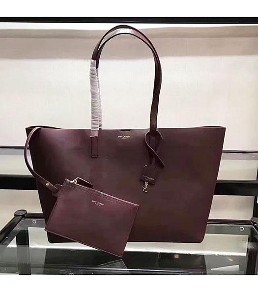YSL Jujube Red Original Calfskin Leather Shopping Bag