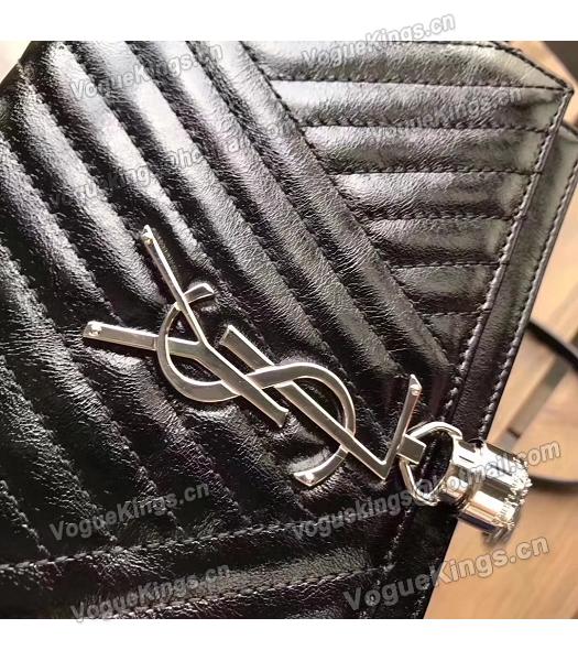 YSL Kate Black Matelasse Oil Wax Leather Tassel 19cm Silver Chains Bag-1