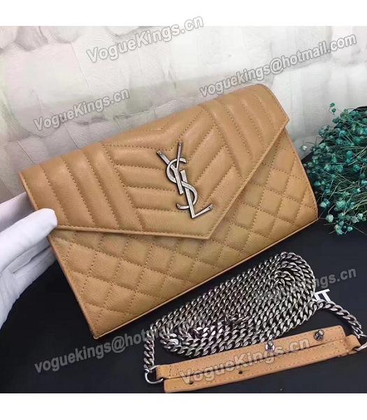 YSL Kate Monogram Apricot Leather Quilted Small Bag