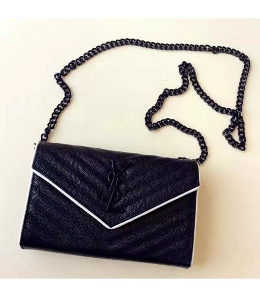 YSL Kate Monogram Black Caviar Leather Chains Envelope Bag