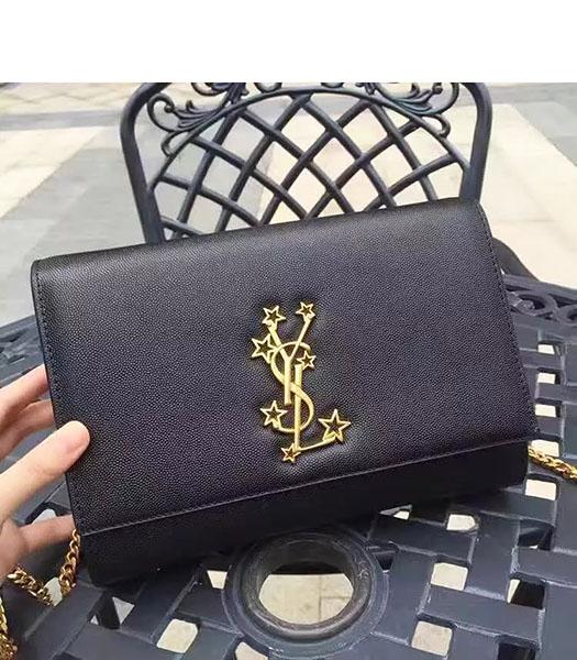 YSL Kate Monogram Black Caviar Leather Stars Rivets Gourmette Bag With Interlayer