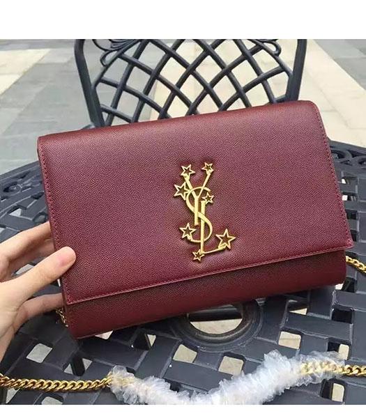 YSL Kate Monogram Jujube Red Caviar Leather Stars Rivets Gourmette Bag With Interlayer