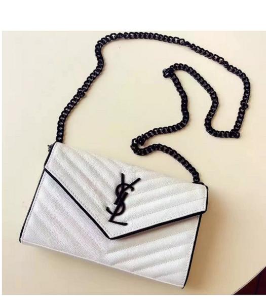 YSL Kate Monogram White Caviar Leather Chains Envelope Bag