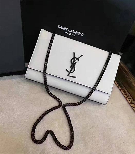 YSL Kate White Caviar Leather Black Chains 24cm Bag
