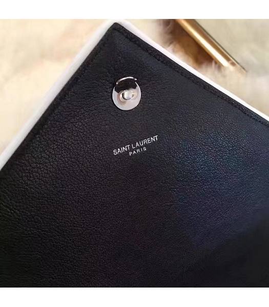 YSL Monogram Black Litchi Veins Matelasse Leather With White Side 31cm Black Chains Bag-4