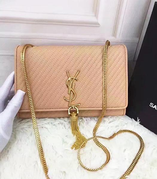 YSL Monogramme 23cm Small Bag Apricot Leather Golden Chain