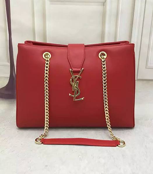 YSL Monogramme 35cm Red Original Leather Plain Veins Chain Shoulder Bag