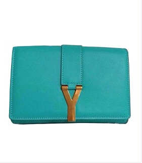 YSL Monogramme Blue Leather 22cm Bag Golden Chain
