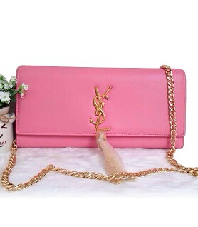 YSL Monogramme Pink Leather 28cm Bag Golden Chain