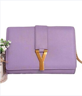YSL Monogramme Purple Leather 22cm Bag Golden Chain