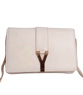YSL Monogramme White Leather 22cm Bag Golden Chain