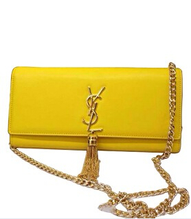 YSL Monogramme Yellow Leather 28cm Bag Golden Chain