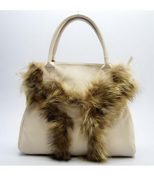 YSL New Tote Handbag Offwhite Leather