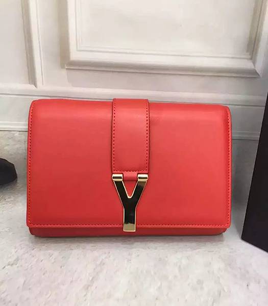 YSL Red Original Calfskin Leather 22cm Bag Golden Chain
