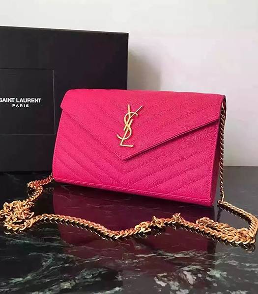 YSL Rose Red Original Caviar Leather 23cm Shoulder Bag Golden Chain