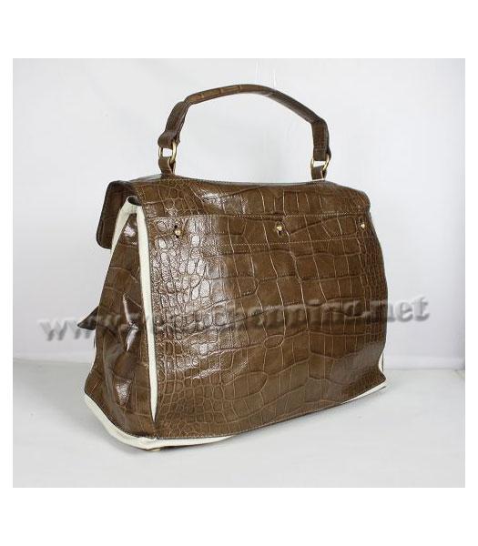 YSL Tote Bag Khaki Croc Leather Tote Bag-1