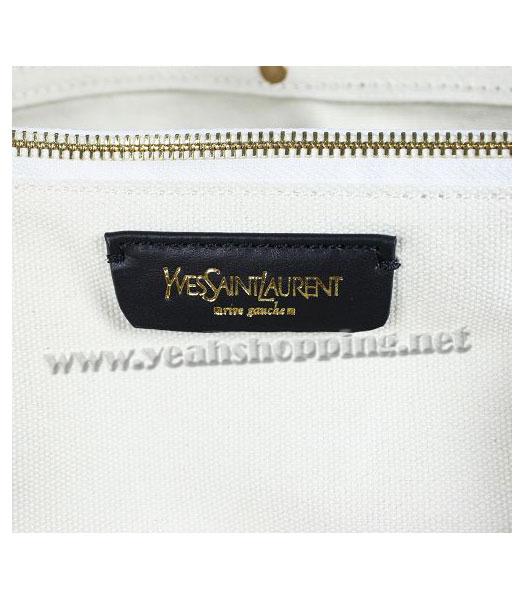 YSL Tote Bag Khaki Croc Leather with Sapphire Khaki Tote Bag-4