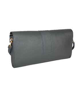 Yves Saint Laurent Belle De Jour Grey Calfskin Leather Clutch Bag