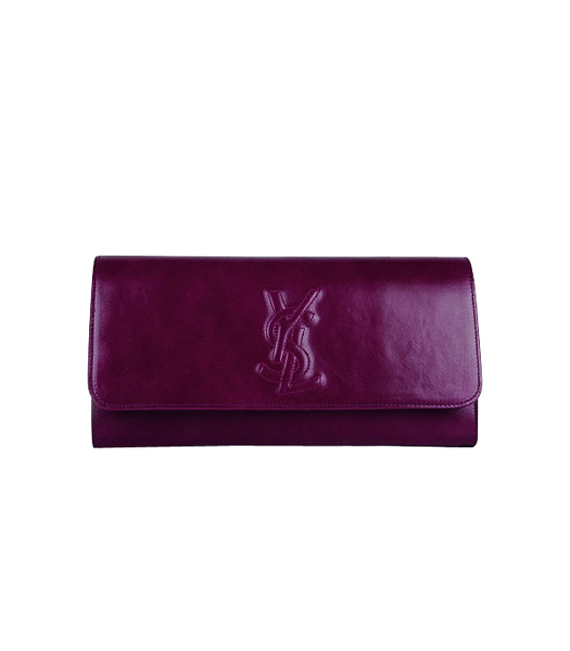 Yves Saint Laurent Belle De Jour Purple Red Oil Leather Clutch