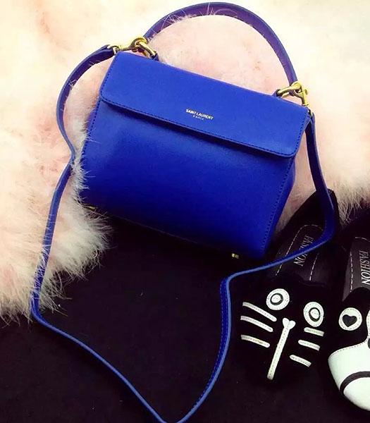 Yves Saint Laurent Blue Leather Small Tote Bag