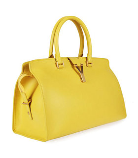 Yves Saint Laurent Cabas Chyc Lemon Yellow Original Leather Medium Tote Bag