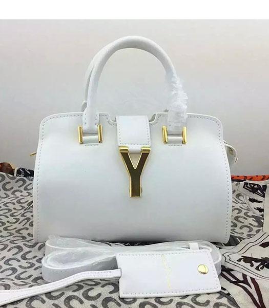 Yves Saint Laurent Cabas Chyc White Leather Small Tote Bag