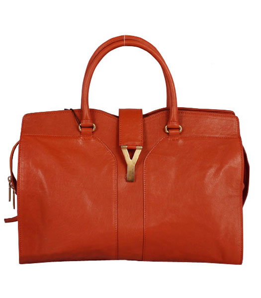 Yves Saint Laurent Chyc Cabas Orange Leather Tote