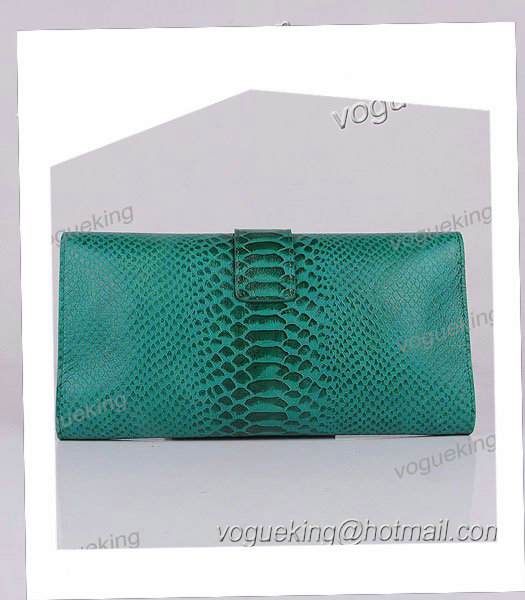 Yves Saint Laurent Chyc Textured Green Snake Veins Leather Clutch-2