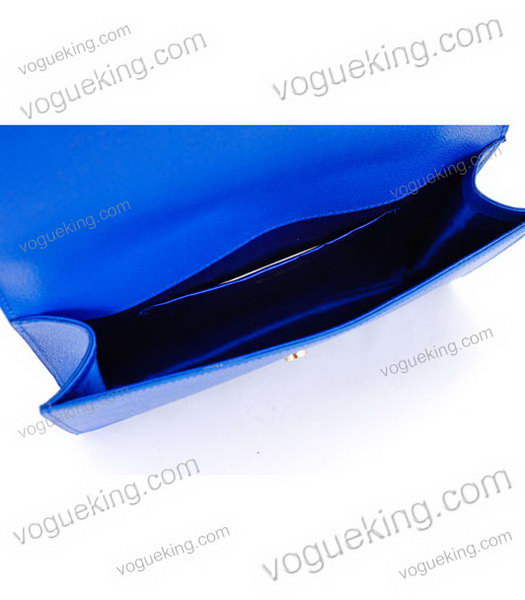 Yves Saint Laurent Chyc Textured Leather Clutch Blue Calfskin-4