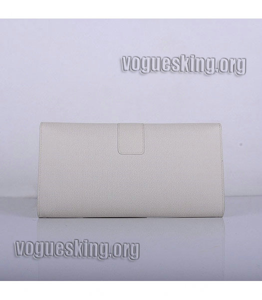 Yves Saint Laurent Chyc Textured Leather Clutch Offwhite Calfskin-2