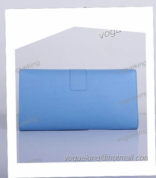 Yves Saint Laurent Chyc Textured Light Blue Original Leather Clutch-2