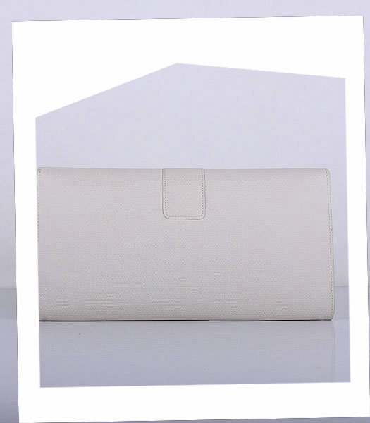 Yves Saint Laurent Chyc Textured Offwhite Original Leather Clutch-2