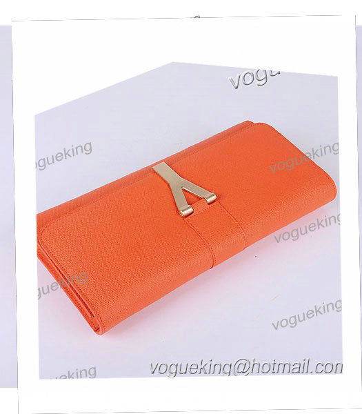 Yves Saint Laurent Chyc Textured Orange Original Leather Clutch-4