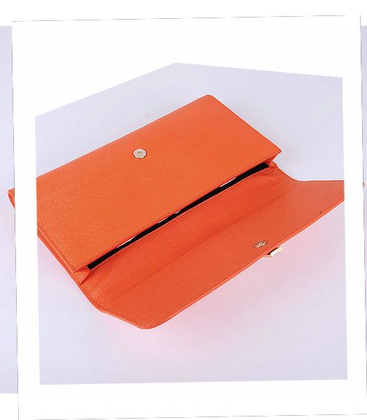 Yves Saint Laurent Chyc Textured Orange Original Leather Clutch-5