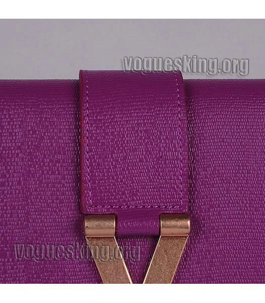 Yves Saint Laurent Chyc Textured Original Leather Clutch Purple Red Calfskin-5