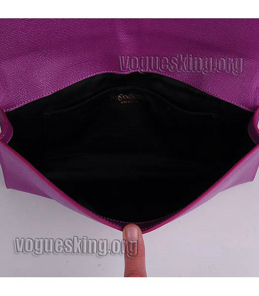 Yves Saint Laurent Chyc Textured Original Leather Clutch Purple Red Calfskin-6