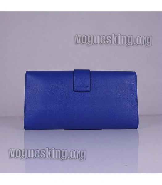 Yves Saint Laurent Chyc Textured Original Leather Clutch Sapphire Blue Calfskin-2