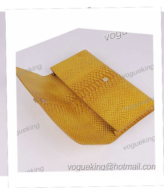 Yves Saint Laurent Chyc Textured Yellow Snake Veins Leather Clutch-5