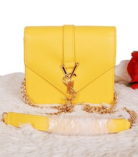 Yves Saint Laurent Classic Flap Front Bag Lemon Yellow With Gold Metal