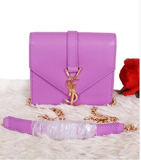 Yves Saint Laurent Classic Flap Front Bag Light Purple With Gold Metal