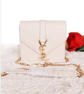 Yves Saint Laurent Classic Flap Front Bag Offwhite With Gold Metal