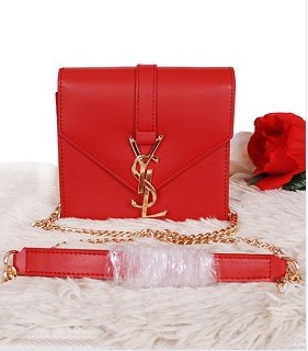 Yves Saint Laurent Classic Flap Front Bag Red With Gold Metal