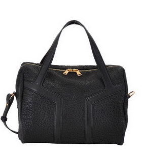Yves Saint Laurent Easy Textured Black Lambskin Leather Tote Bag
