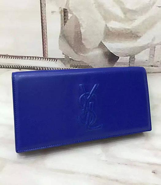 Yves Saint Laurent Embossed Leather Clutch Blue