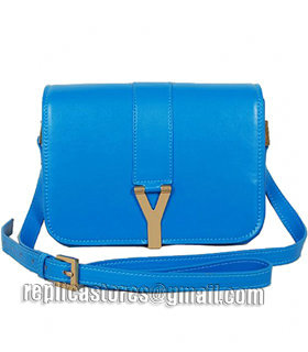 Yves Saint Laurent Large Chyc Shoulder Bag In Sky Blue Leather-6