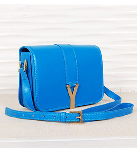 Yves Saint Laurent Large Chyc Shoulder Bag In Sky Blue Leather