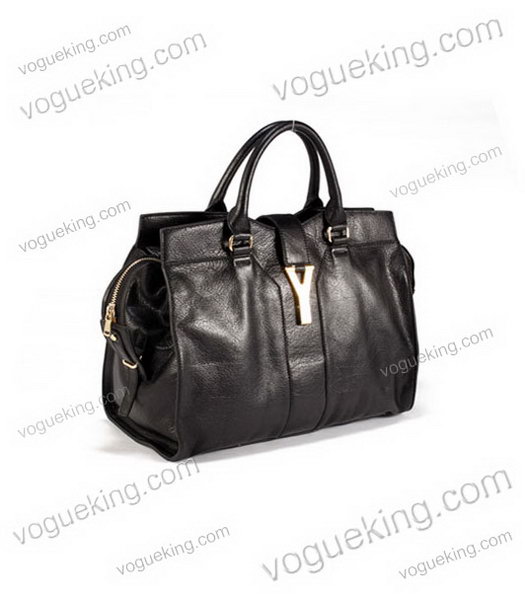 Yves Saint Laurent Large Top Handle Bag Black Calfskin Leather-1